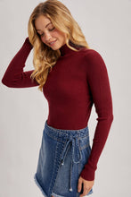 Load image into Gallery viewer, Burgundy Mock Neck Ribbed Top