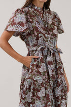 Load image into Gallery viewer, Bellucci Poplin Button Front Tiered Midi Dress Rustic