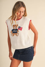 Load image into Gallery viewer, USA Teddy Bear Ivory Top