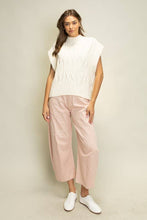 Load image into Gallery viewer, Cream Cable Knit Cap Sleeve Sweater