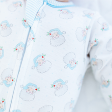 Load image into Gallery viewer, Santa Baby Print Zip Footie - Light Blue