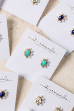 Load image into Gallery viewer, Turquoise and Pearl Oval Stud Earrings