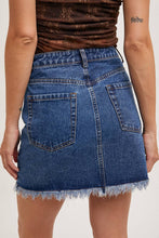 Load image into Gallery viewer, High-Waist Denim Raw Hem Mini Skirt - Light Wash