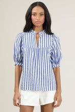 Load image into Gallery viewer, Catana Striped Delano Ruffle Split Neck Blouse