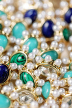 Load image into Gallery viewer, Green Malachite and Pearl Oval Stud Earrings