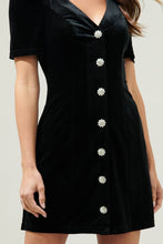 Load image into Gallery viewer, Jackson Black Velvet Button Mini Dress