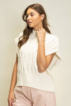 Load image into Gallery viewer, Cream Cable Knit Cap Sleeve Sweater
