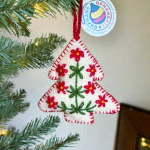 Load image into Gallery viewer, White Tree Embroidered Wool Christmas Ornament