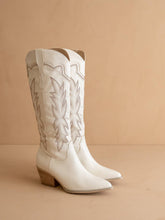 Load image into Gallery viewer, The Ainsley White Embroidered Cowboy Boots