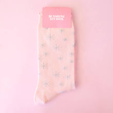 Load image into Gallery viewer, Star Crew Socks | Pink & Silver