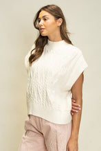 Load image into Gallery viewer, Cream Cable Knit Cap Sleeve Sweater