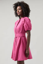 Load image into Gallery viewer, Yami Button Down Shift Mini Dress - Magenta