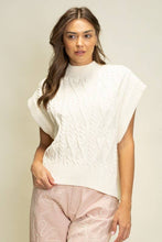 Load image into Gallery viewer, Cream Cable Knit Cap Sleeve Sweater