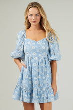 Load image into Gallery viewer, Moonflower Eyelet Evy Sweetheart Mini Dress: Light-Blue
