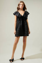 Load image into Gallery viewer, Arielle Jacquard Mini Babydoll Dress - Black
