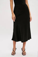 Load image into Gallery viewer, Black Satin Midi Skirt