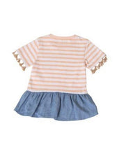 Load image into Gallery viewer, Girls Stripe Peplum Hem Tassel Top