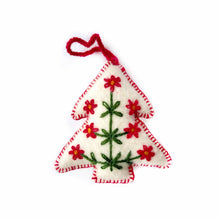 Load image into Gallery viewer, White Tree Embroidered Wool Christmas Ornament