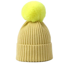 Load image into Gallery viewer, Tiny Trendsetter Kids Purple Pom Pom Hat