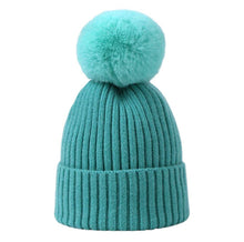 Load image into Gallery viewer, Tiny Trendsetter Kids Purple Pom Pom Hat