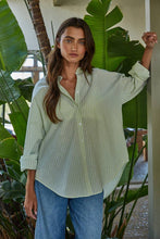 Load image into Gallery viewer, Woven Cotton Polyester Striped Buttondown Shirt - Green
