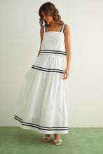 Load image into Gallery viewer, Navy &amp; White Tiered Skirt
