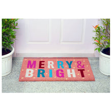 Load image into Gallery viewer, Pink Christmas Merry &amp; Bright Doormat: 24&#39;&#39; x 36&#39;&#39;
