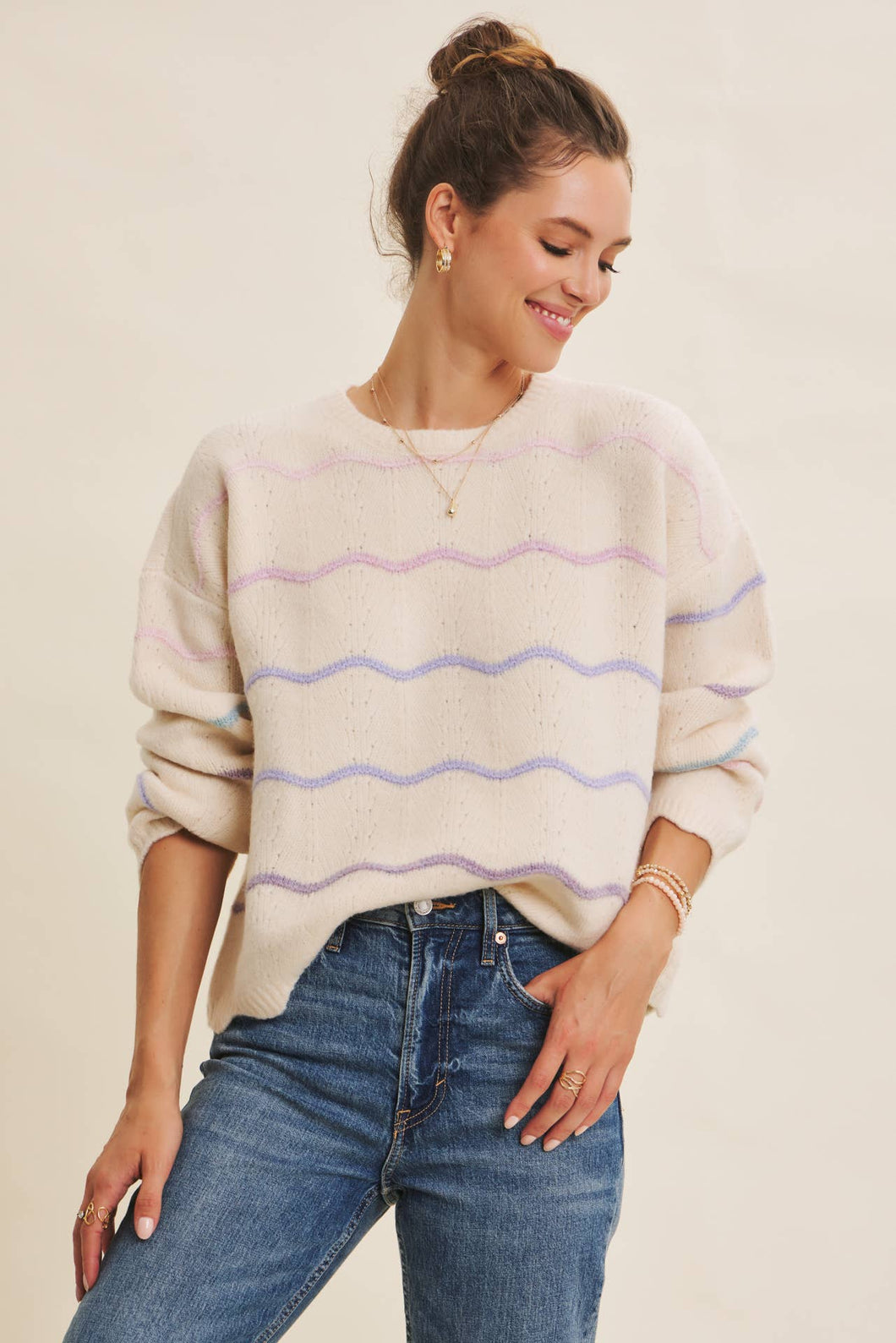 Eco-Conscious Twist Scallop Ombré Sweater