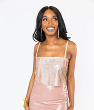 Load image into Gallery viewer, Girly Girl Rhinestone Crop Top - Rose Gold
