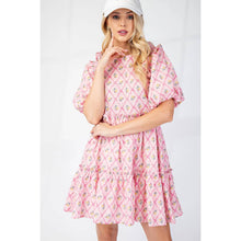 Load image into Gallery viewer, Printed Puff Sleeves Mini Ruffle Dress
