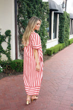 Load image into Gallery viewer, Stripe V-Neck Signature Dress - Burgundy
