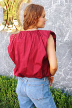 Load image into Gallery viewer, Burgundy Solid Poplin Bubble Top
