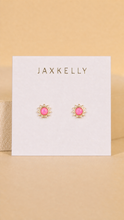 Load image into Gallery viewer, Sun Stud - Pink Opal - Gold Earrings
