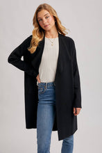 Load image into Gallery viewer, Black Modern Open Front Longline Cardigan
