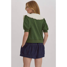 Load image into Gallery viewer, Olive V-neck Puff Sleeve Top
