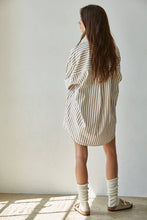 Load image into Gallery viewer, Woven Cotton Striped Oversized Shirt - Ivory Taupe
