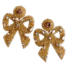 Load image into Gallery viewer, Hayley Beaded Bow Earrings | Gold
