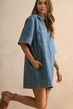 Load image into Gallery viewer, V-Neck Denim Tunic Dress

