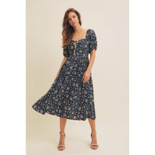 Load image into Gallery viewer, Square Neck Floral Midi Dress with Bow
