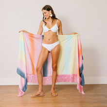 Load image into Gallery viewer, Watercolor Ruby Fringe Sarong: One Size
