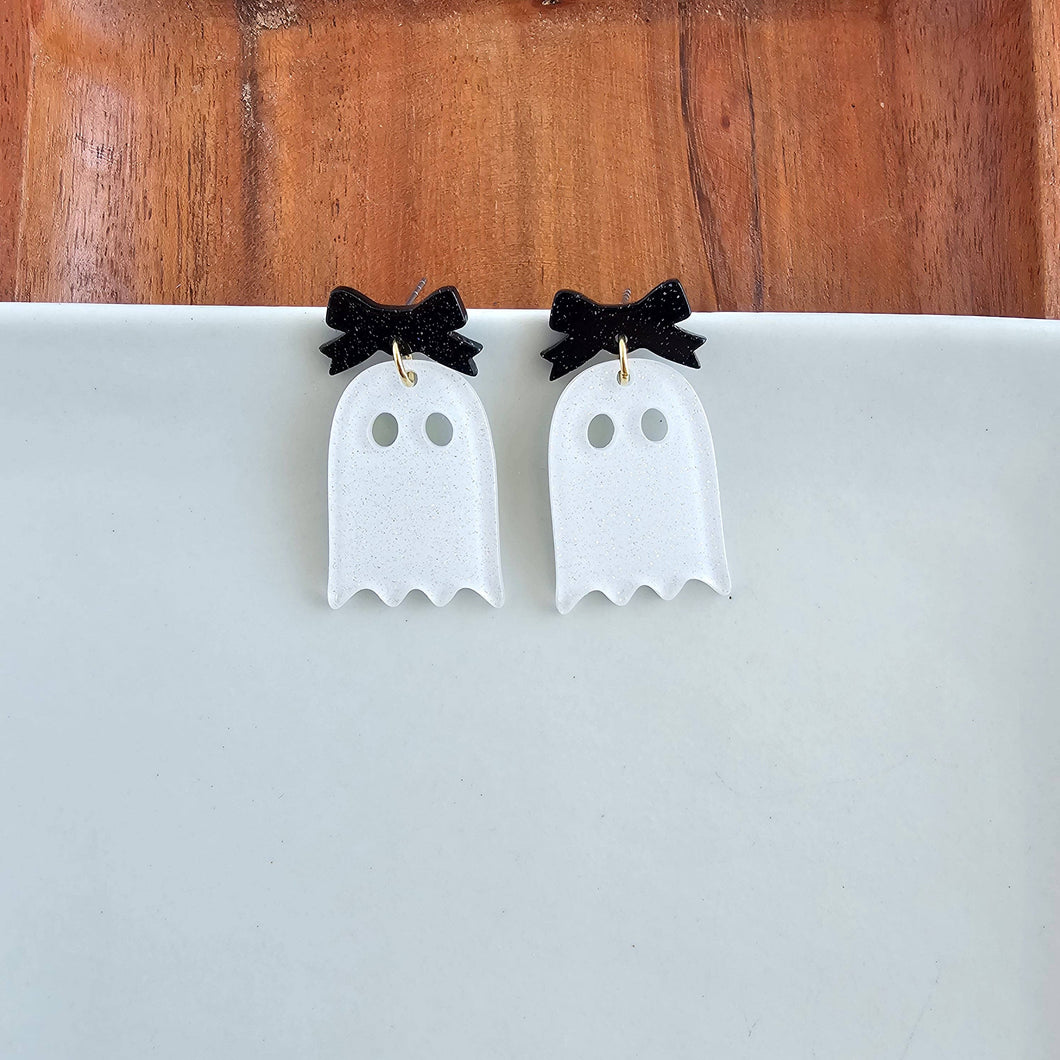 Bow Ghost Earrings - Halloween