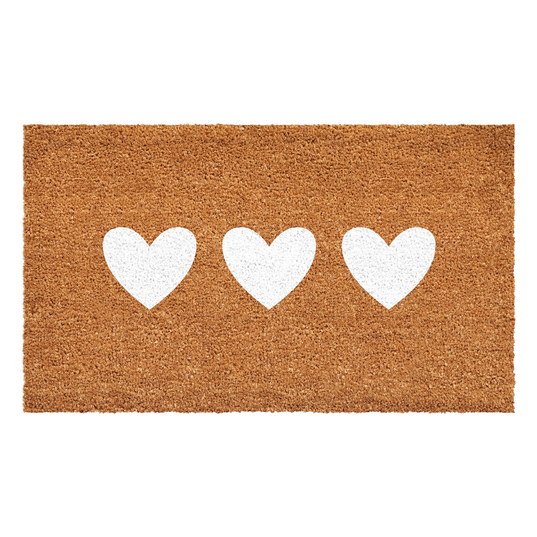 Trio Heart Doormat: White / 24