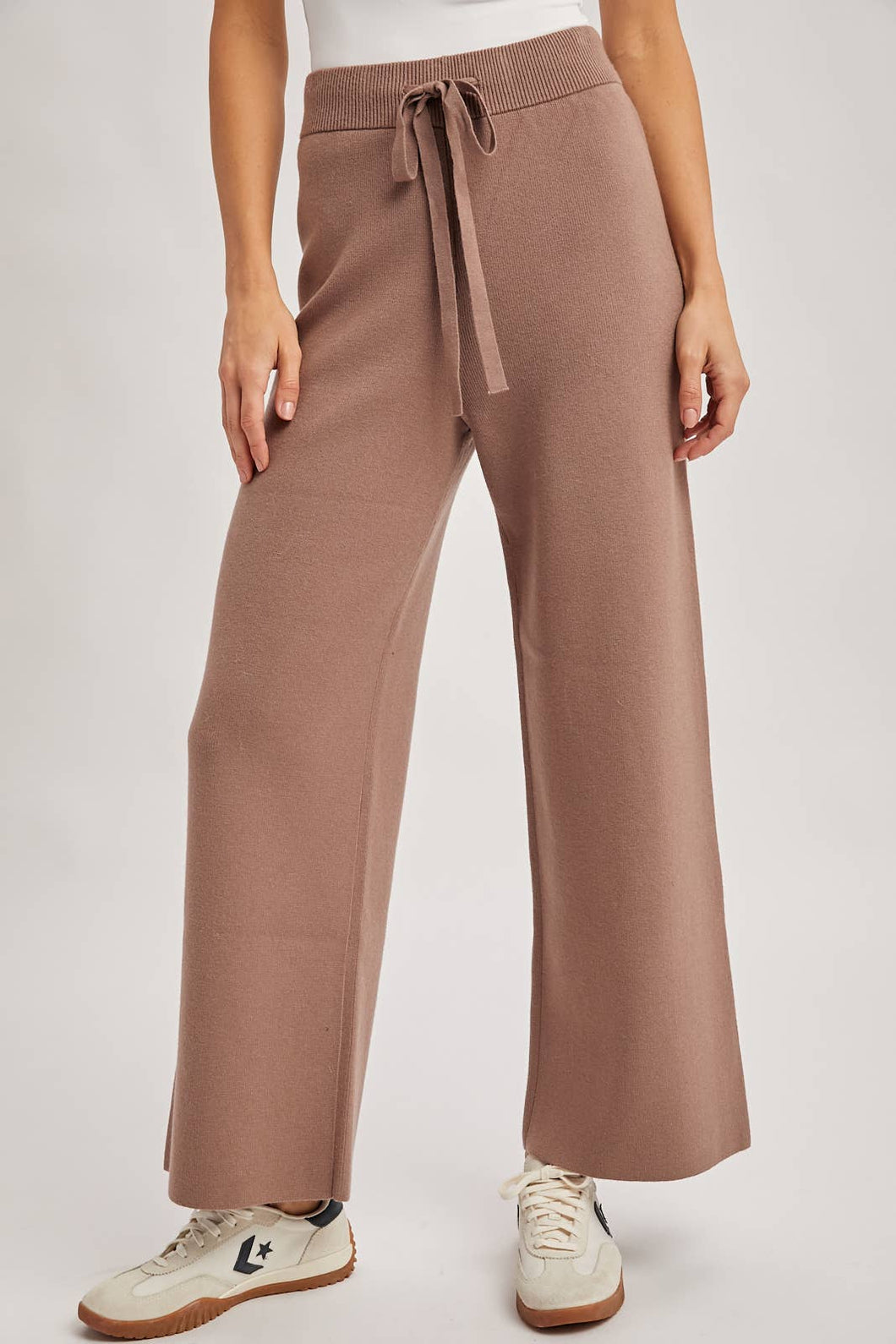 Latte Ribbed Knit Sweater Pants