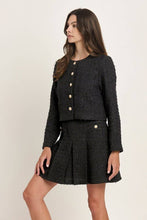 Load image into Gallery viewer, Novelty Button Tweed Jacket - Black
