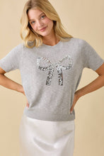 Load image into Gallery viewer, Sequin Bow Knit Top – Grey
