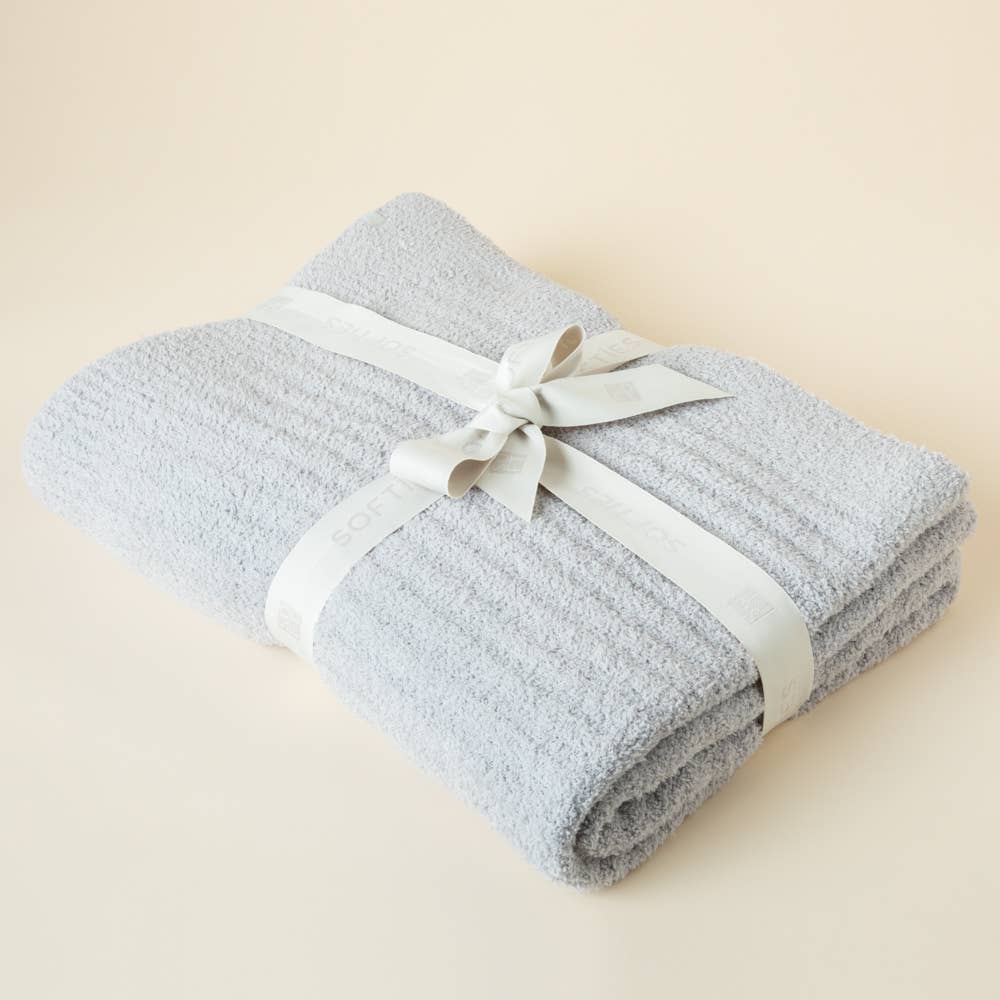 Solid Rib Marshmallow Blanket: Grey