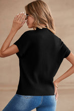 Load image into Gallery viewer, Patch Pocket Ribbed Short Sleeve Sweater - Black
