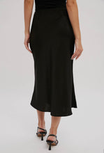 Load image into Gallery viewer, Black Satin Midi Skirt
