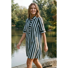 Load image into Gallery viewer, Green &amp; Blue Striped Mini Dress
