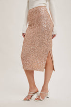 Load image into Gallery viewer, Champagne Sequin Midi Skirt
